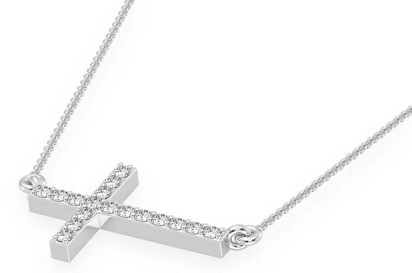 0.10ct Diamond Sideways Cross Connected Necklace 18K Solid Gold - Image 8