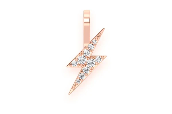 0.15ct Diamond Lightning Bolt Pendant 18K Solid Gold - Image 2