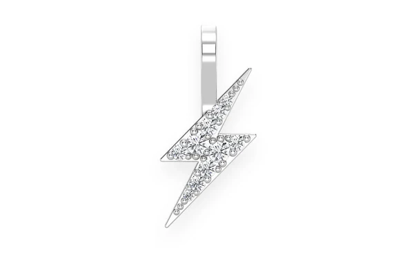 0.15ct Diamond Lightning Bolt Pendant 18K Solid Gold - Image 3