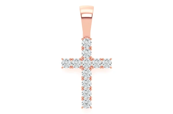 0.15ct Diamond Miracle Set Cross Pendant 18K Solid Gold - Image 3