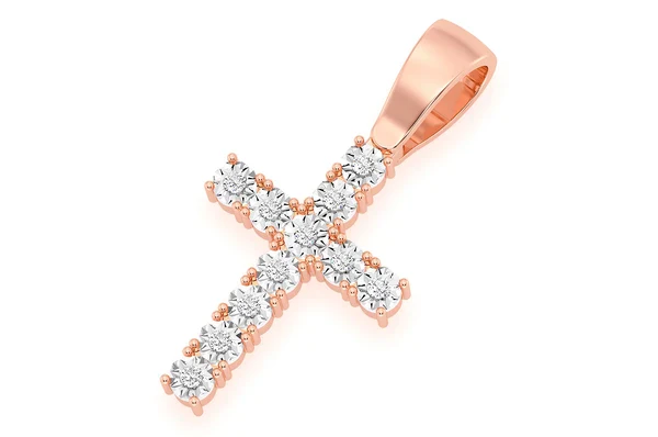 0.15ct Diamond Miracle Set Cross Pendant 18K Solid Gold - Image 4
