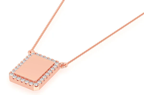 0.15ct Diamond Rectangle Picture Connected Necklace 18K Solid Gold - Image 5