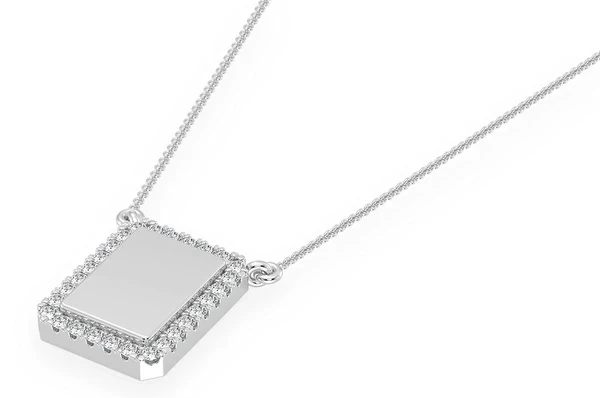 0.15ct Diamond Rectangle Picture Connected Necklace 18K Solid Gold - Image 8