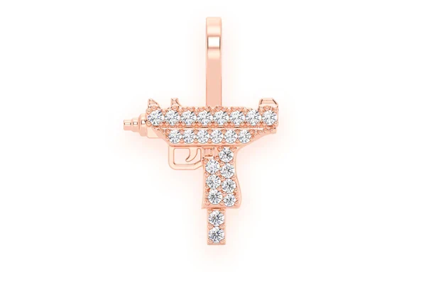 0.15ct Diamond Uzi Pendant 18K Solid Gold - Image 2
