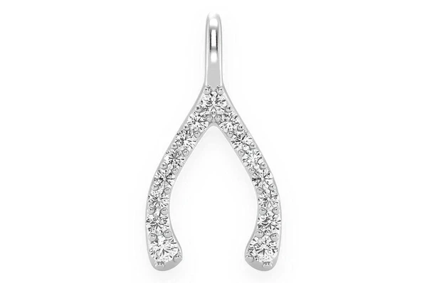 0.15ct Diamond Wishbone Pendant 18K Solid Gold - Image 5