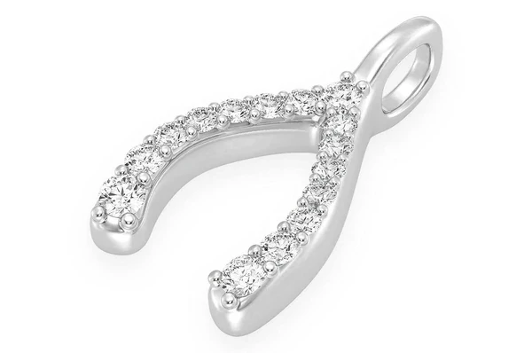 0.15ct Diamond Wishbone Pendant 18K Solid Gold - Image 6