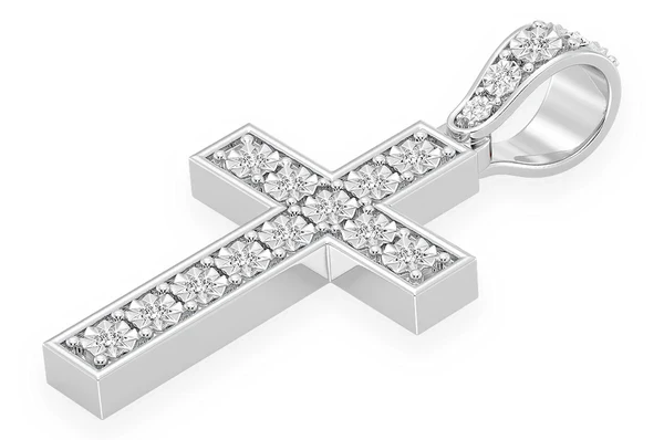 0.25ct Diamond Miracle Set Cross Pendant 18K Solid Gold - Image 5