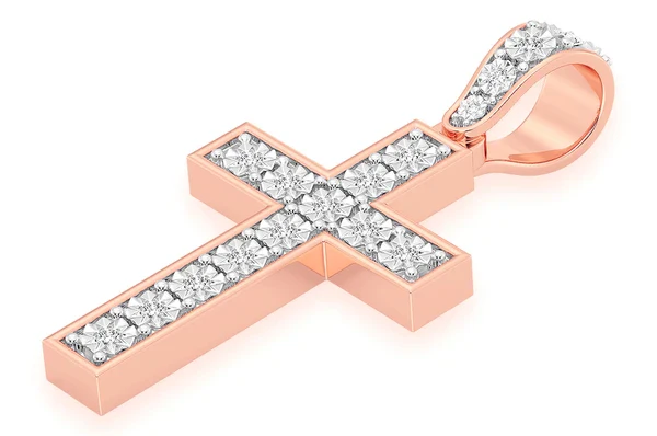0.25ct Diamond Miracle Set Cross Pendant 18K Solid Gold - Image 8
