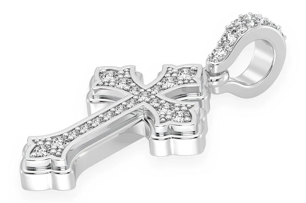 0.25ct Diamond Rounded Cross Pendant 18K Solid Gold - Image 8