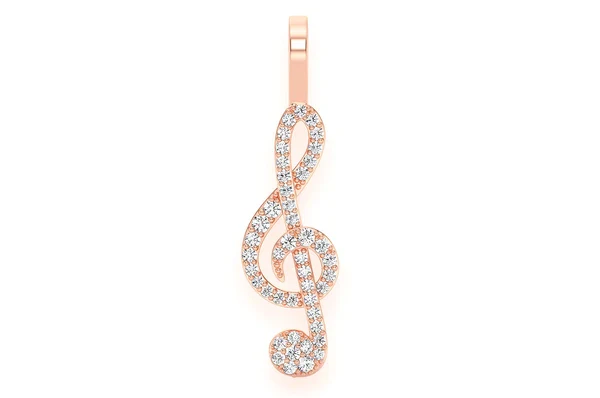0.25ct Diamond Treble Clef Pendant 18K Solid Gold - Image 4