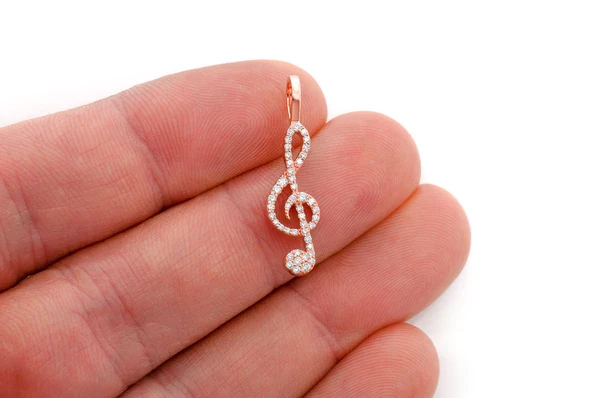 0.25ct Diamond Treble Clef Pendant 18K Solid Gold - Image 6