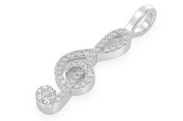 0.25ct Diamond Treble Clef Pendant 18K Solid Gold - Image 8