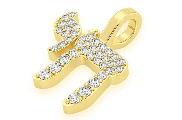 0.30ct Diamond Chai Pendant 18K Solid Gold - Image 5