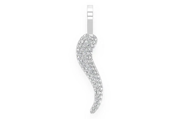 0.30ct Diamond Italian Horn Pendant 18K Solid Gold - Image 4