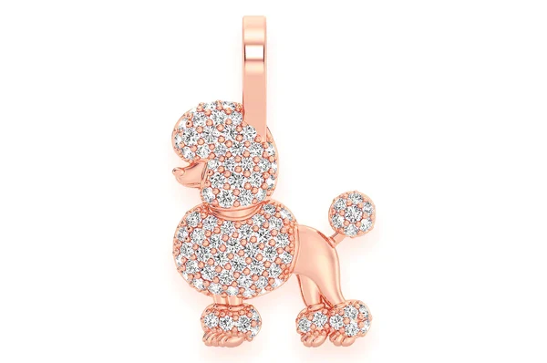 0.33ct Diamond Poodle Pendant 18K Solid Gold - Image 4