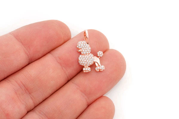 0.33ct Diamond Poodle Pendant 18K Solid Gold - Image 6