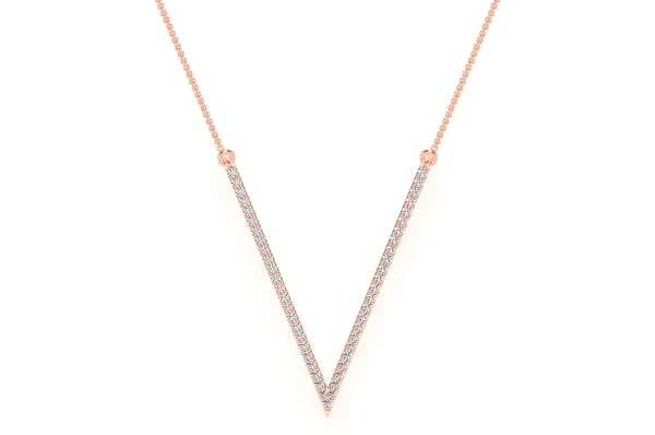 0.33ct Diamond V Connected Necklace 18K Solid Gold - Image 4