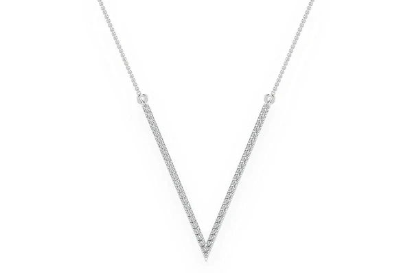 0.33ct Diamond V Connected Necklace 18K Solid Gold - Image 7