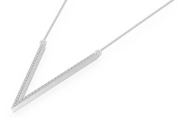 0.33ct Diamond V Connected Necklace 18K Solid Gold - Image 8