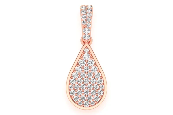 0.33ct Diamond Water Drop Pendant 18K Solid Gold - Image 4