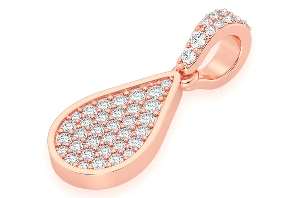 0.33ct Diamond Water Drop Pendant 18K Solid Gold - Image 5