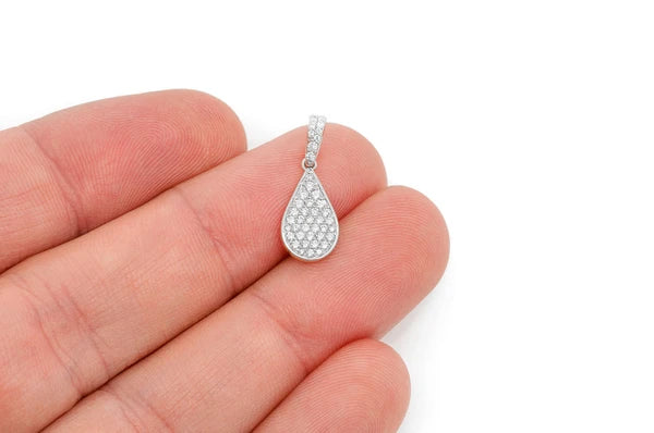 0.33ct Diamond Water Drop Pendant 18K Solid Gold - Image 9