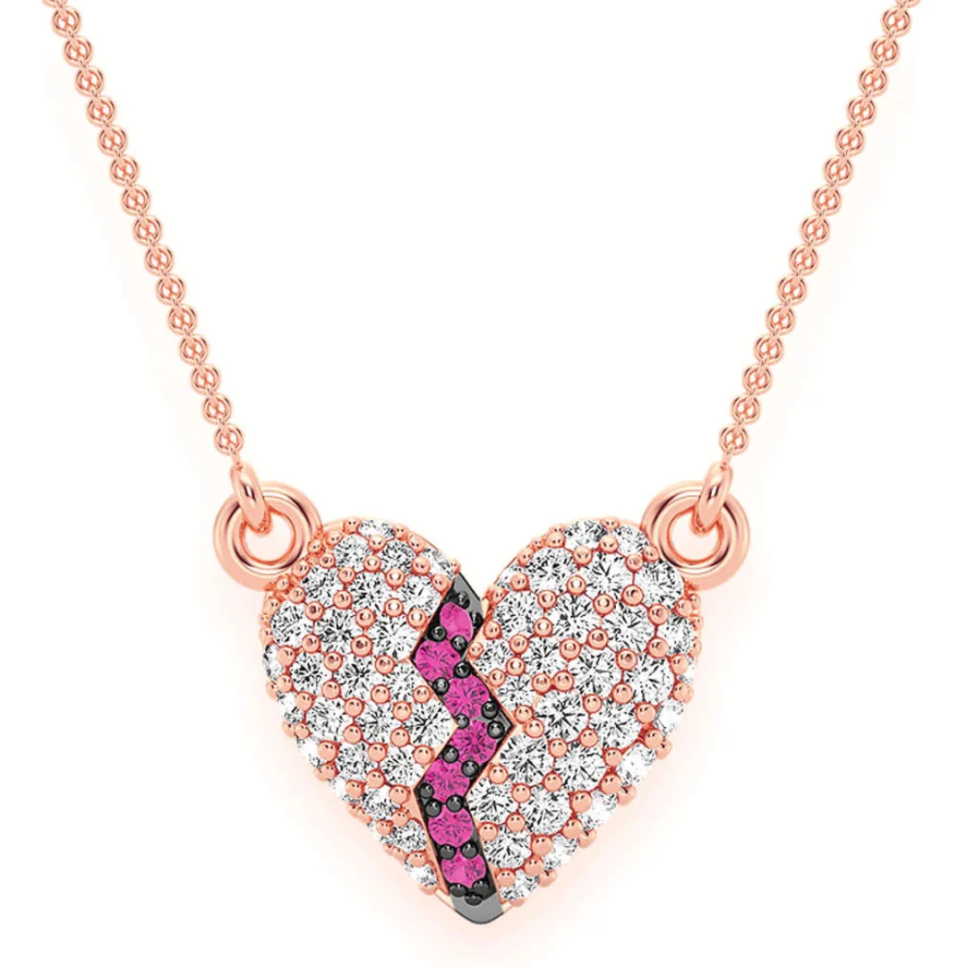 0.35ct Diamond Heartbreaker Connected Necklace 18K Solid Gold - Image 5