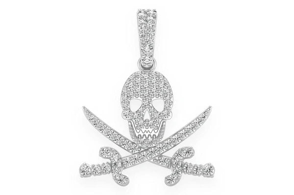0.35ct Diamond Pirate Skull Pendant 18K Solid Gold - Image 4