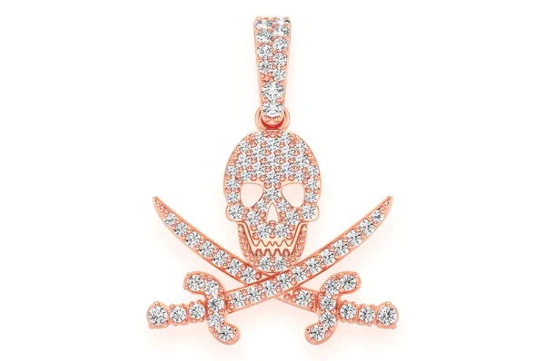 0.35ct Diamond Pirate Skull Pendant 18K Solid Gold - Image 7