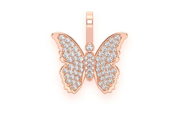 0.40ct Diamond Butterfly Pendant 18K Solid Gold - Image 2