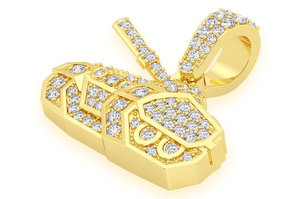 0.40ct Diamond Military Battle Tank Pendant 18K Solid Gold - Image 2