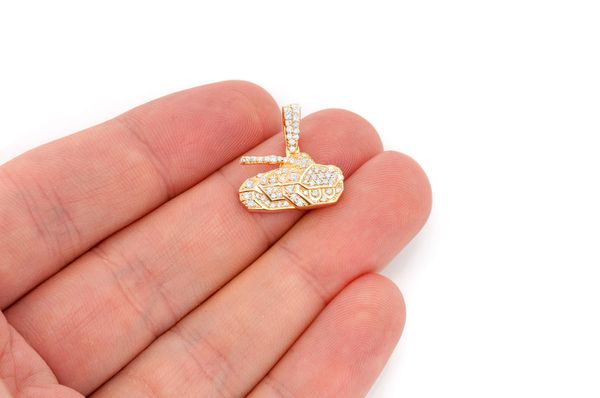 0.40ct Diamond Military Battle Tank Pendant 18K Solid Gold - Image 3