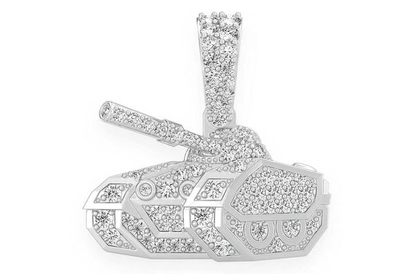 0.40ct Diamond Military Battle Tank Pendant 18K Solid Gold - Image 4