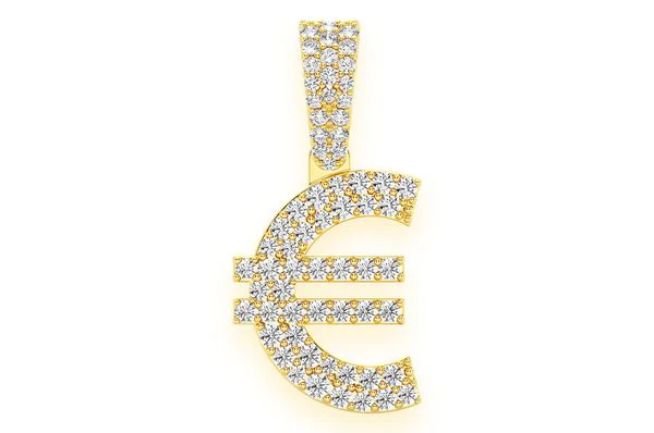 0.45ct Diamond Euro Currency Symbol Pendant 18K Solid Gold