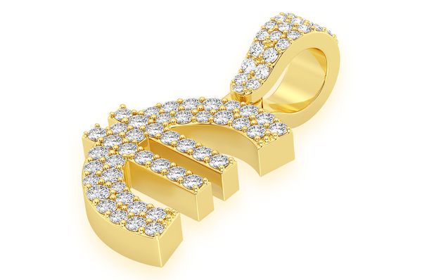 0.45ct Diamond Euro Currency Symbol Pendant 18K Solid Gold - Image 2