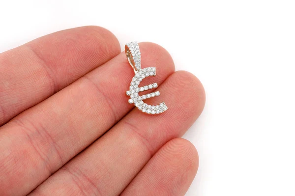 0.45ct Diamond Euro Currency Symbol Pendant 18K Solid Gold - Image 6