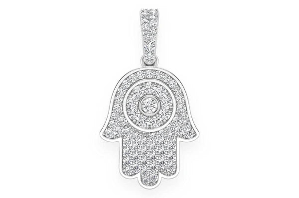 0.45ct Diamond Hamsa Pendant 18K Solid Gold - Image 4