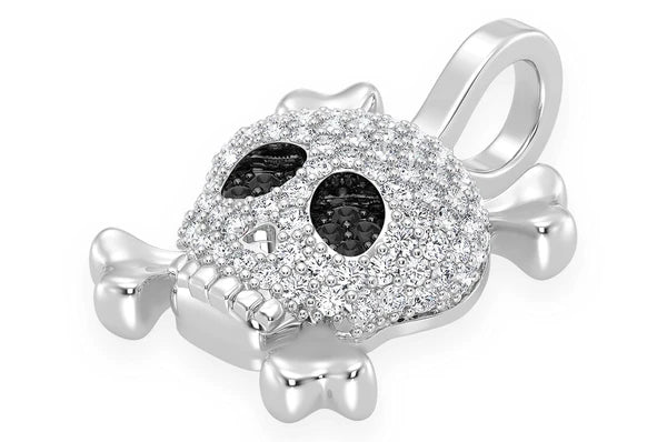 0.45ct Diamond Skull Crossbones Pendant 18K Solid Gold - Image 5