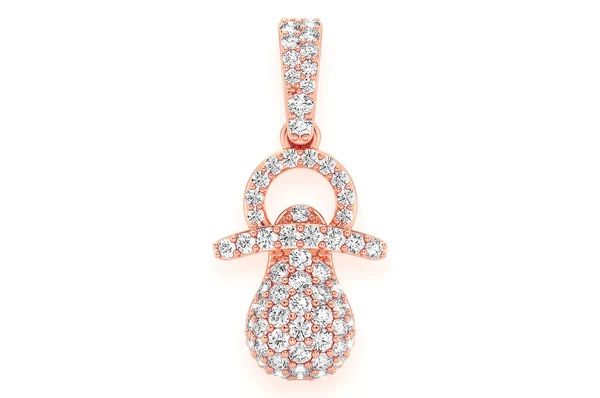 0.50ct Diamond Baby Pacifier Pendant 18K Solid Gold - Image 7