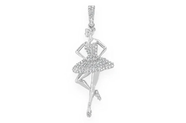0.50ct Diamond Dancing Ballerina Pendant 18K Solid Gold - Image 4