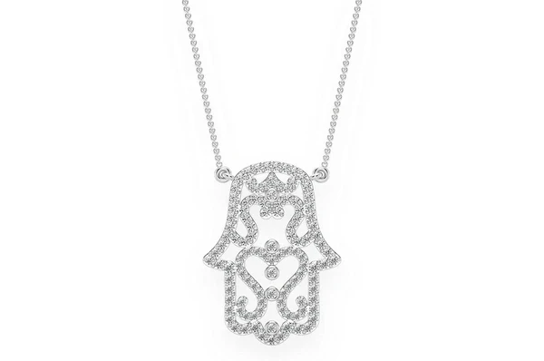 0.50ct Diamond Hamsa Scroll Connected Necklace 18K Solid Gold - Image 4