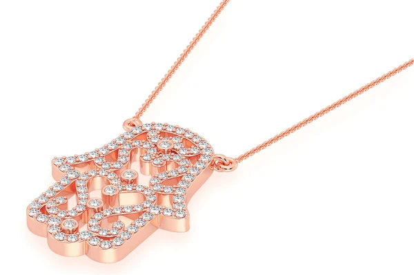 0.50ct Diamond Hamsa Scroll Connected Necklace 18K Solid Gold - Image 7