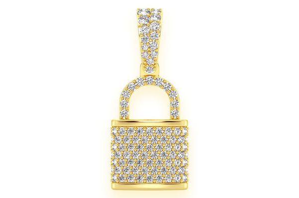 0.50ct Diamond Lock Pendant 18K Solid Gold