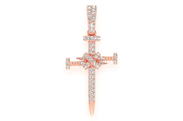 0.50ct Diamond Nail Cross Pendant 18K Solid Gold - Image 5