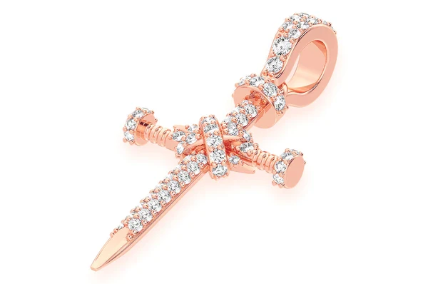 0.50ct Diamond Nail Cross Pendant 18K Solid Gold - Image 6