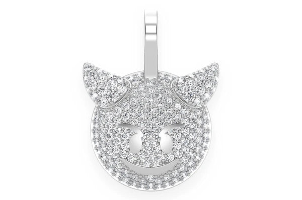 0.60ct Diamond Devil Emoji Pendant 18K Solid Gold - Image 4