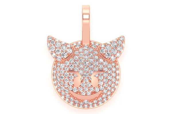0.60ct Diamond Devil Emoji Pendant 18K Solid Gold - Image 7