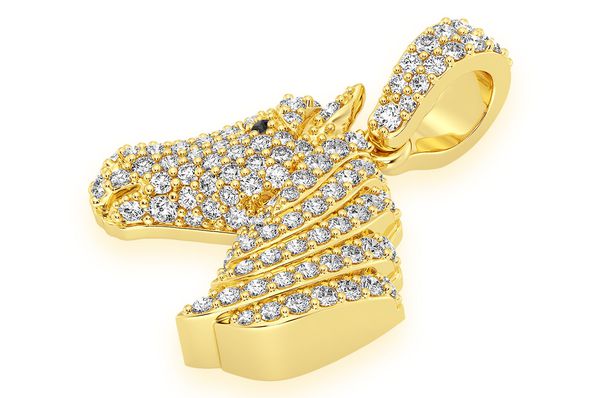 0.60ct Diamond Horse Head Pendant 18K Solid Gold - Image 2