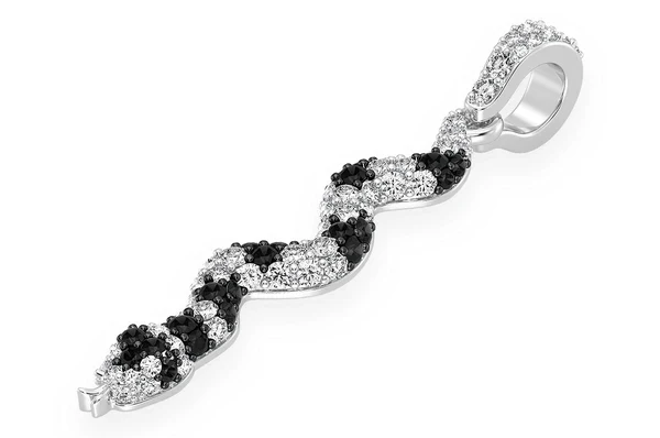 0.60ct Diamond Snake Black & White Pendant 18K Solid Gold - Image 5