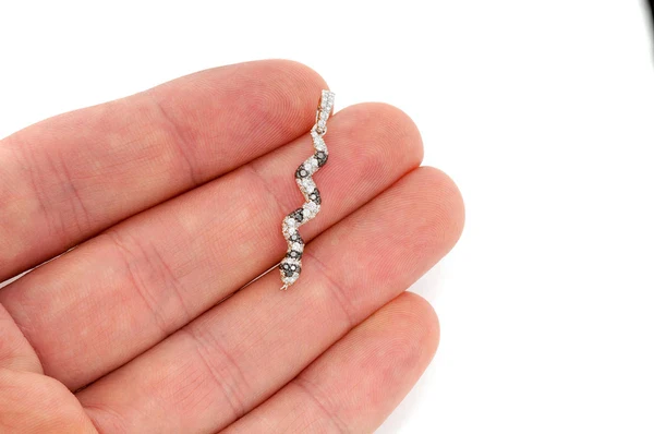 0.60ct Diamond Snake Black & White Pendant 18K Solid Gold - Image 6